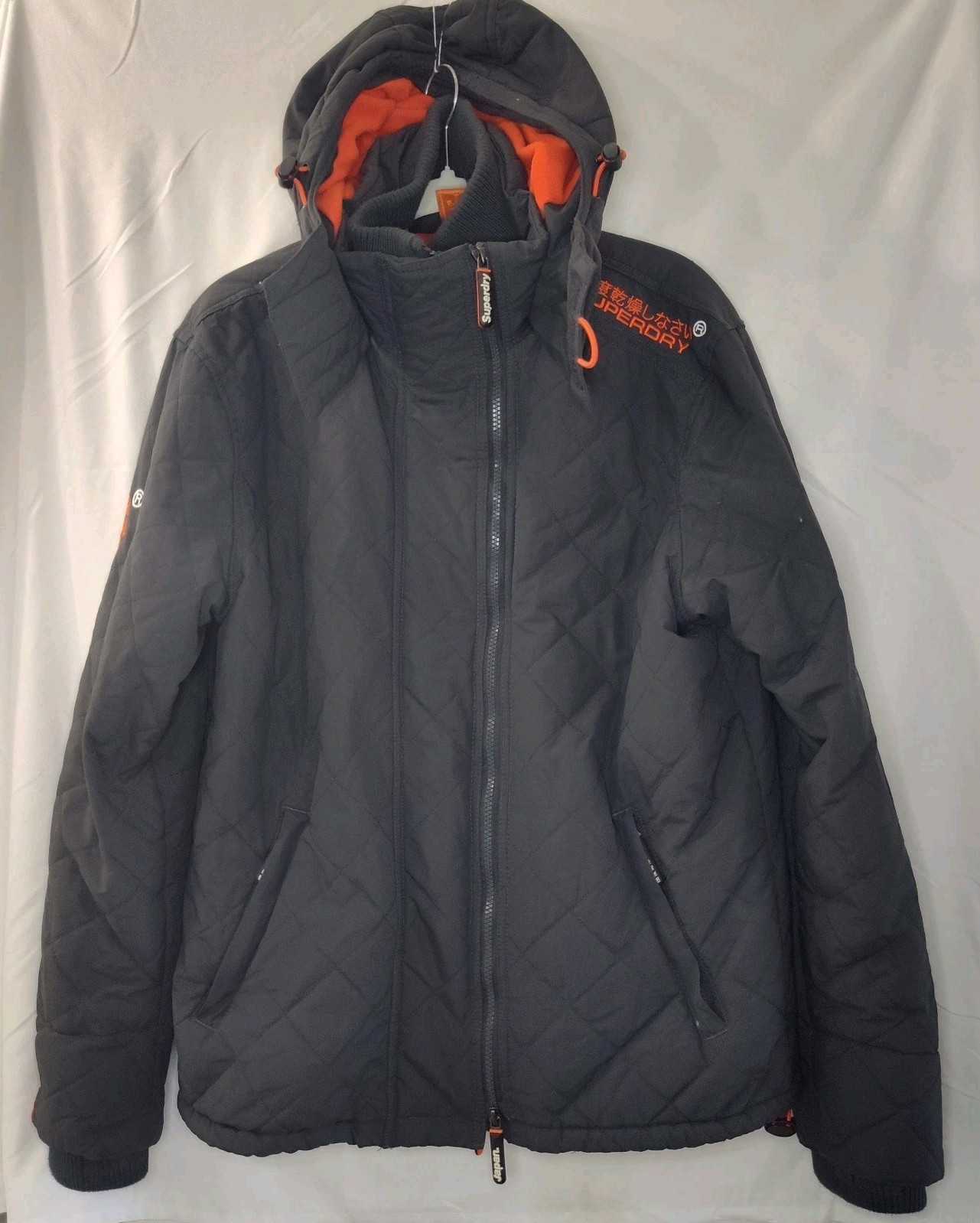 SUPERDRY Original Windcheater Japan Coat Jacket XLarge Orange Dark Gray Quilted