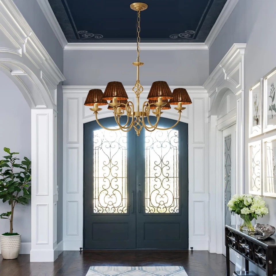 Candelabros de ratán, juego de 6, pantallas de repuesto tejidas para mesa La... Foto 4 de 4