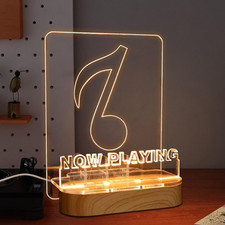 Light up Now Playing Vinyl Record Stand, Wooden Acrylic Holder for Vinyl Album D