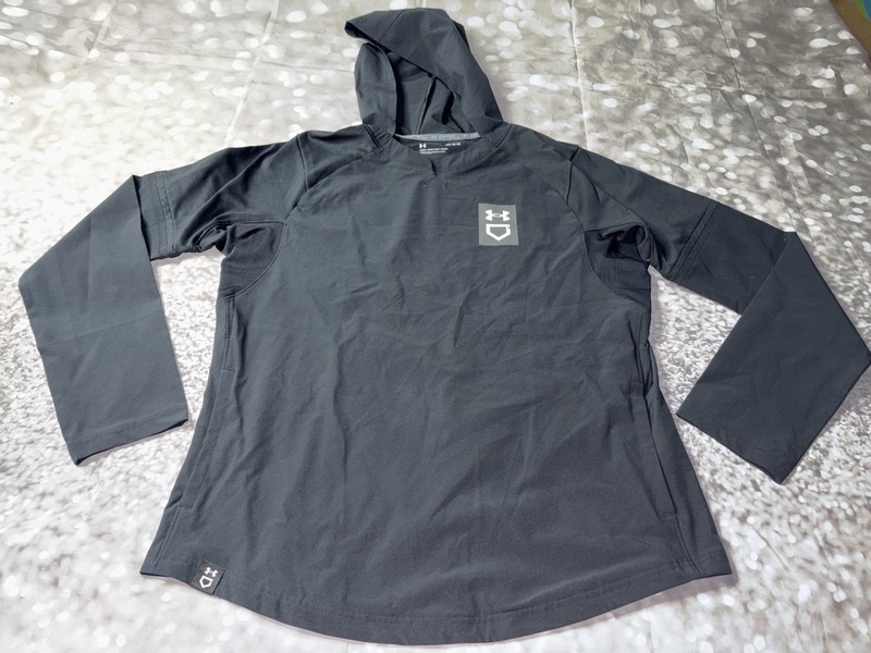 UNDER ARMOUR Women's M UA Softball Cage Hooded Jacket 22 1374386 Black