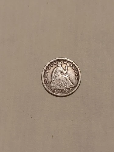 1853 seated liberty half dime with arrows and drapery, solid VERY FINE