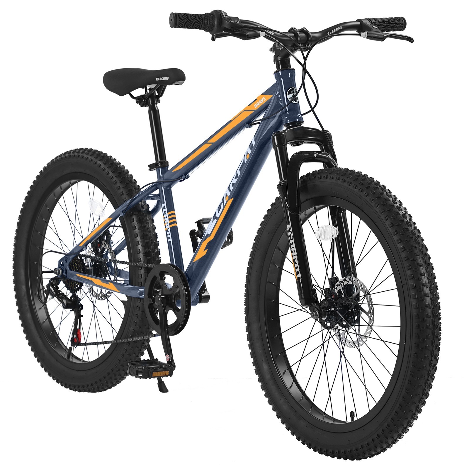 Grey 24 inch Fat Tire Bike, Shimano 7-Speed Trail Mountain B