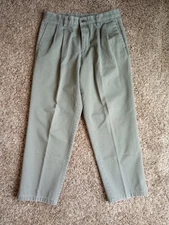 Y2K Dockers Pants 33x29 Green Khaki Pleated Individual Fit Stretch Waistband 