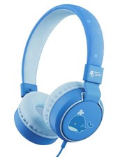 Kids Headphones On Ear Wired Volume Limiter With Microphone Foldable Blue Whale