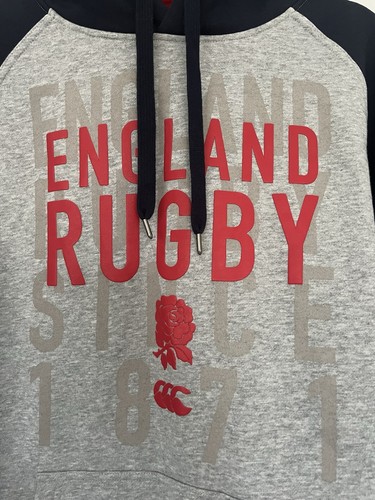 Felpa con cappuccio uomo Canterbury ufficiale Inghilterra Rugby blu/grigio calda morbida 2XL - Foto 3 di 14