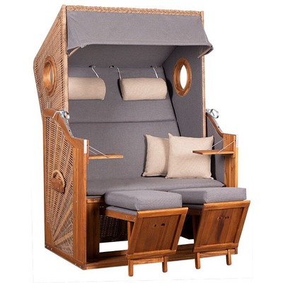 deVries Trend 45 XL Strandkorb NEU - Bullaugen - Akazie/Walnut - Design 751