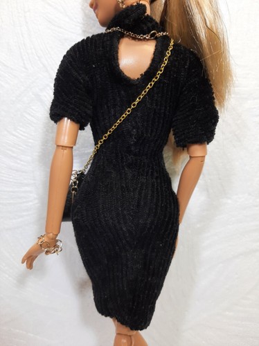 BARBIE Kleidung Fashion-Outfit Kleid+Boots+Tasche+Schmuck Fashionistas/MTM-Size - Bild 7 von 10