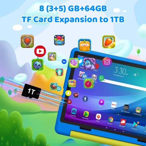 Anmecs Kids Tablet 10 inch Android 14 Tablets 8+64GB with Shockproof WIFI Blue - Picture 3 of 6