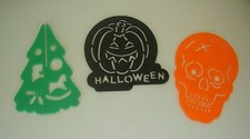 Halloween Christmas Small Stencil Set Of 4 Pumpkin, Skull, Witch, Tree -NWOT