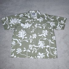 Vintage Quicksilver Hawaiian Button Shirt Men's Olive Green Made In USA