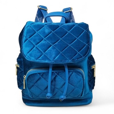 Teal Blue Quilted Drawstring backpack purse Teal Blue Quilted Drawstring backpack purse | eBay main image 2