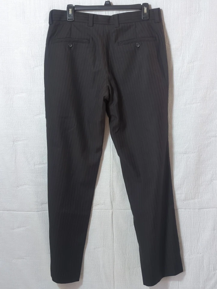 Women's Kenneth Cole Reaction Black Pinstripe Dress Pants w/ Belt Loops - 32/30 - Image 2 of 4