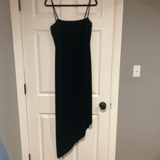 Vtg Arianna Asymmetric Dress 12 Black Velvet 90s Y2K Fairy Grunge Whimsigoth