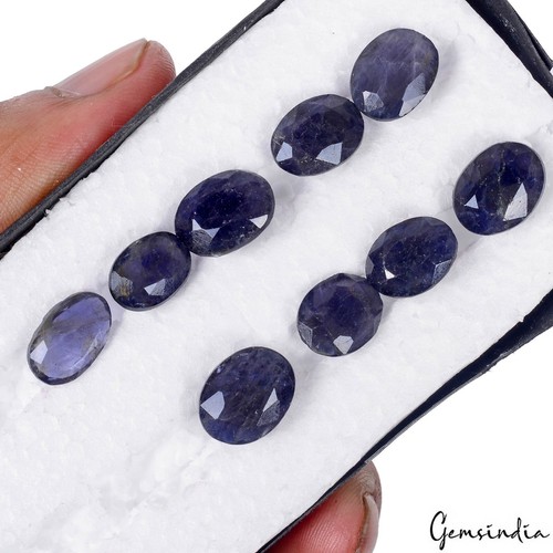 9 Pcs Natural Iolite 11mm-13mm Untreated Top Quality Oval Cut Loose Gemstones