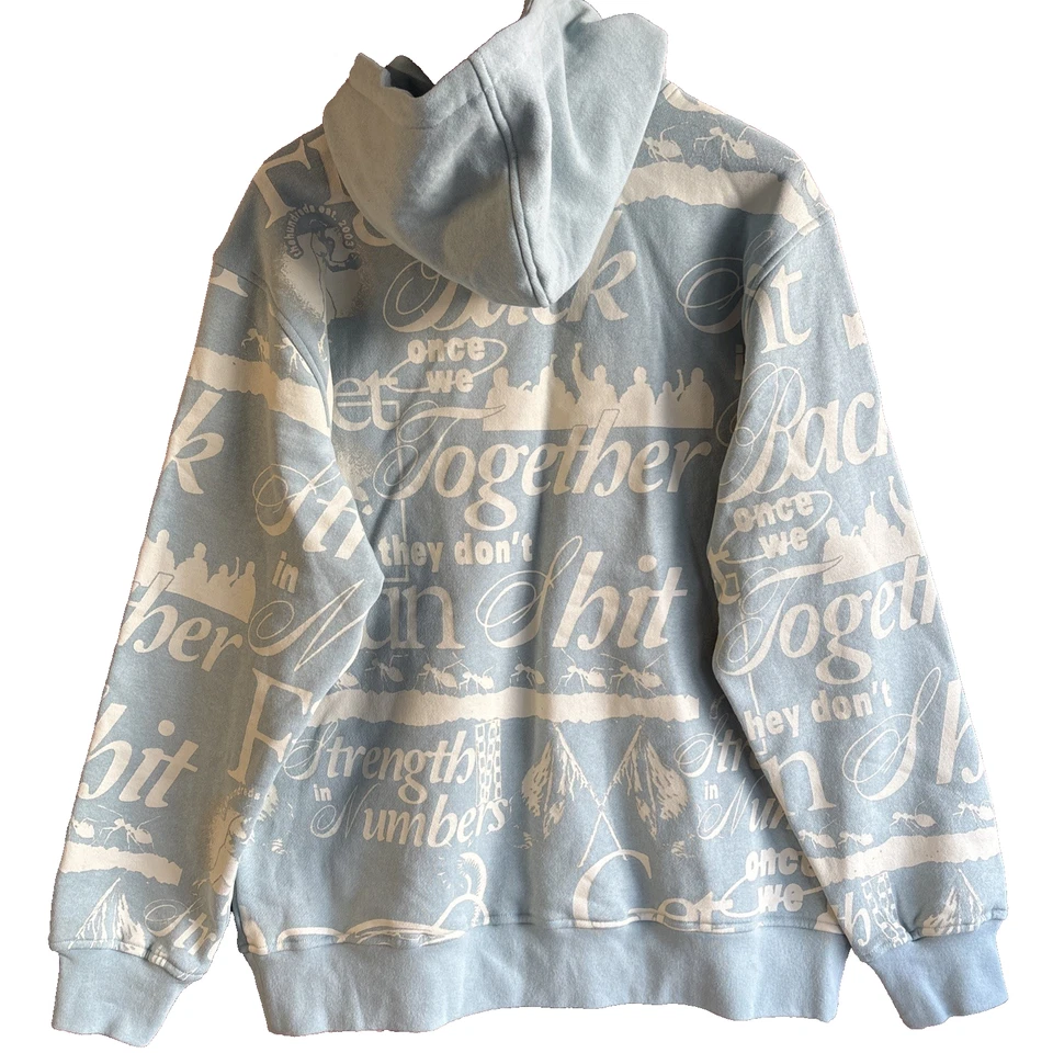 Новый с Ярлыками сотни богатый пуловер толстовка с капюшоном мужской размер L синий все над печать ретро - Изображение 2 из 4