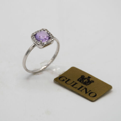 Women's ring in 18 kt white gold, purple quartz and zircons E.246 - Picture 1 of 9