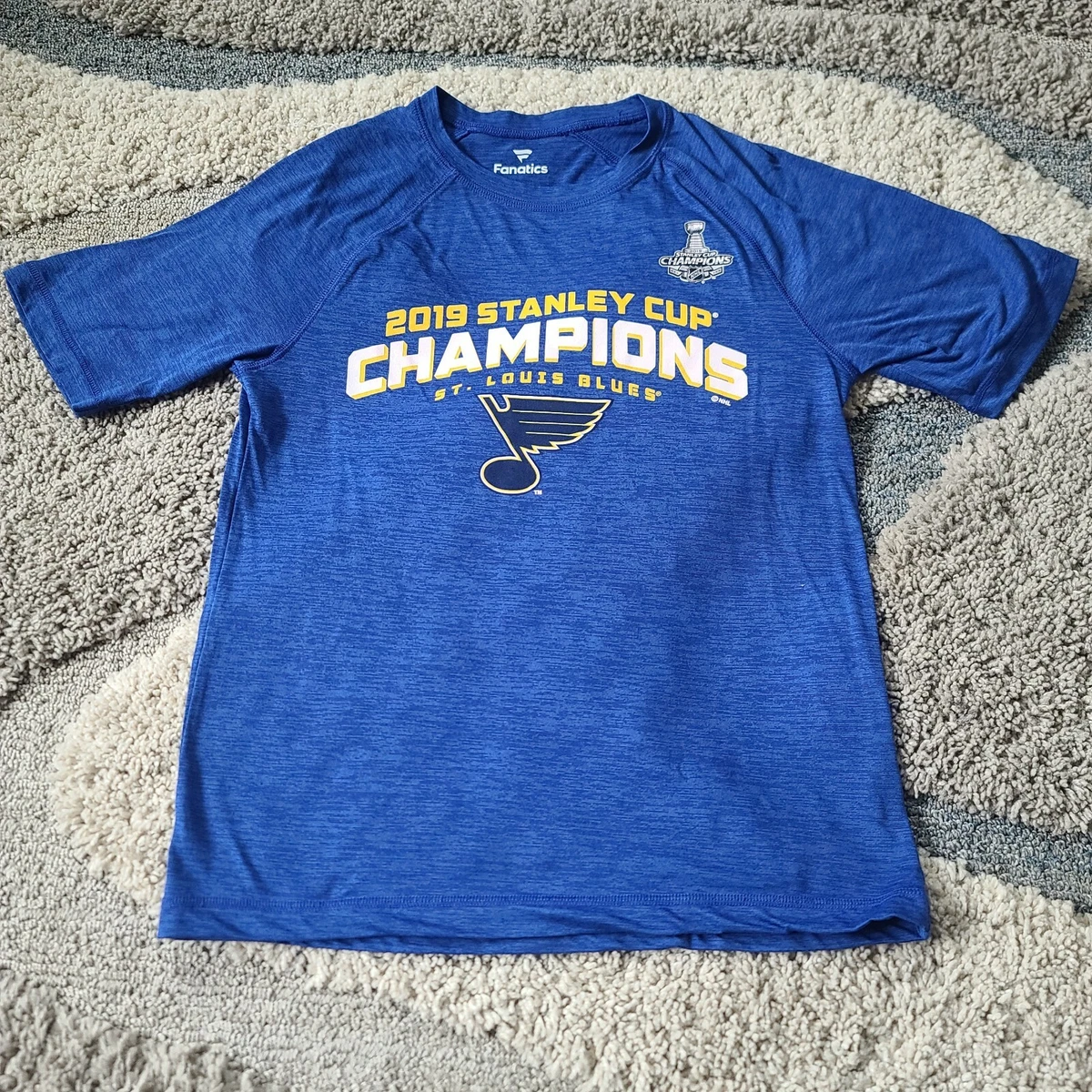 Fanatics Men's St Louis Blues Shirt Size Small Blue 2019 Stanley Cup  Champion