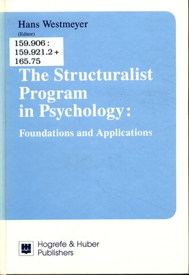 The Structuralist Program in Psychology Foundations and applications Westmeyer, 