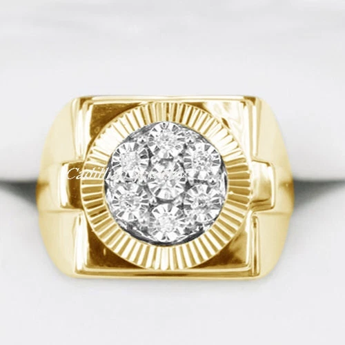 2 Ct Round Lab-Created Diamond Men's Band Engagement Ring 14K Yellow Gold Plated