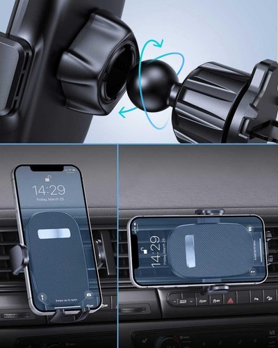 CAR MOUNT AIR VENT PHONE HOLDER SWIVEL CRADLE STRONG GRIP AC LOUVER for PHONES - Picture 6 of 6