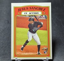 Jesus Sanchez In Action Rookie RC 2021 Topps Heritage Card #312 Miami Marlins