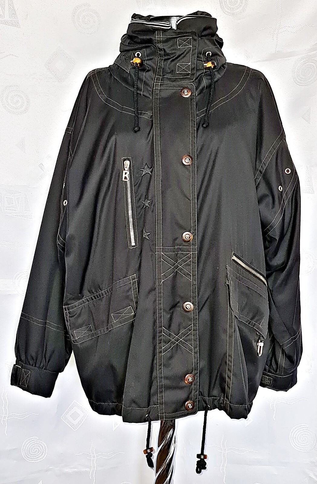 JACKET GERMANY VINTAGE AUTHENTIC BOGNER BLACK  WOMENS PARCA COAT US 10 EU 38