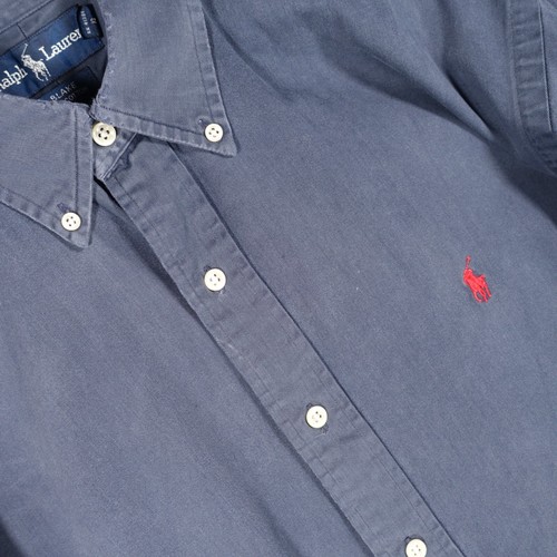 Ralph Lauren Shirt Mens Large Blue Red Blake Button Down Pony Distressed Top RL - Picture 10 of 21
