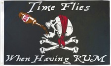 Time Flies When Having Rum Pirate Flag 3x5ft Boating Flag Skull Flag Jolly Roger