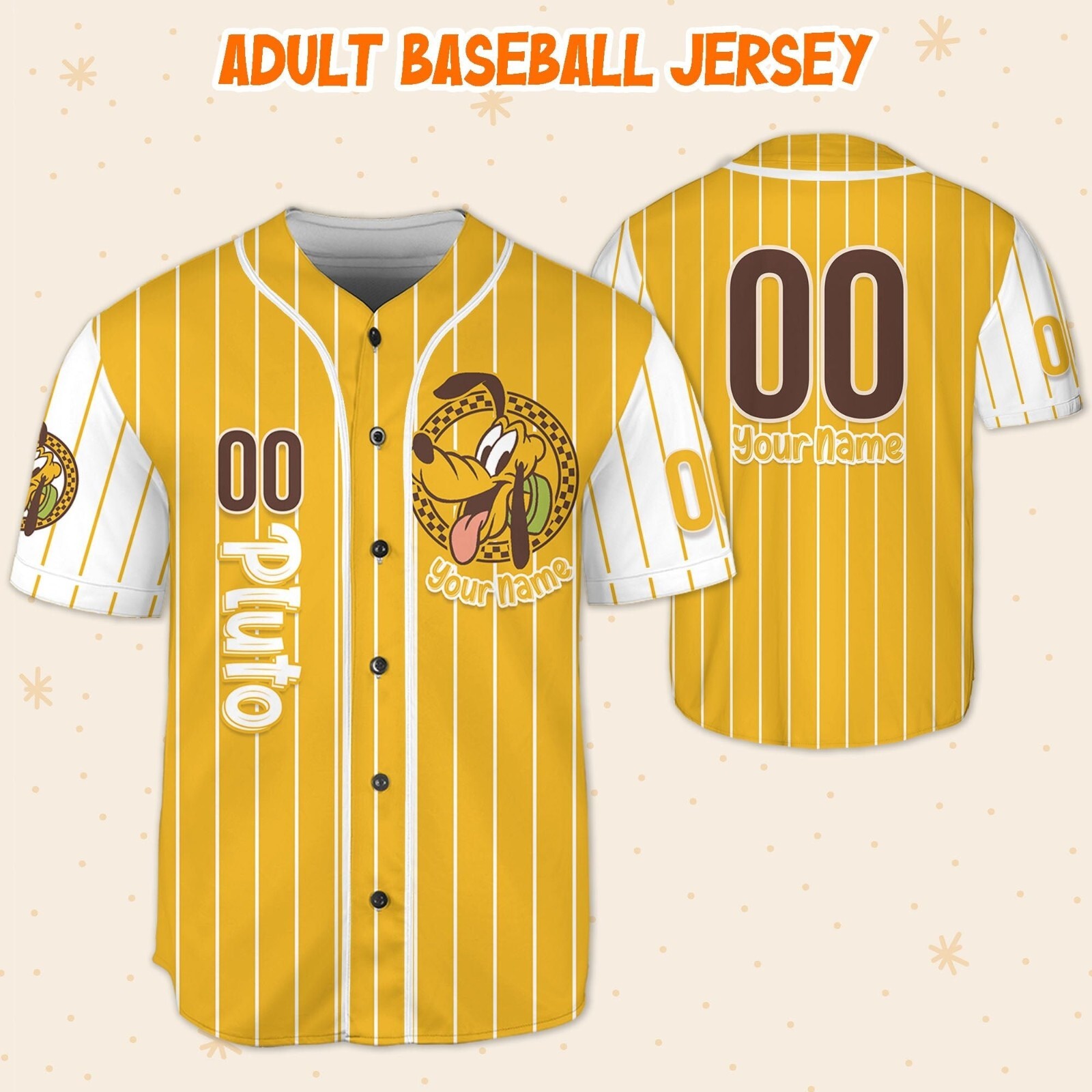 Personalize Retro Pluto Jersey, Personalize Disney Pluto Disney Baseball Jersey