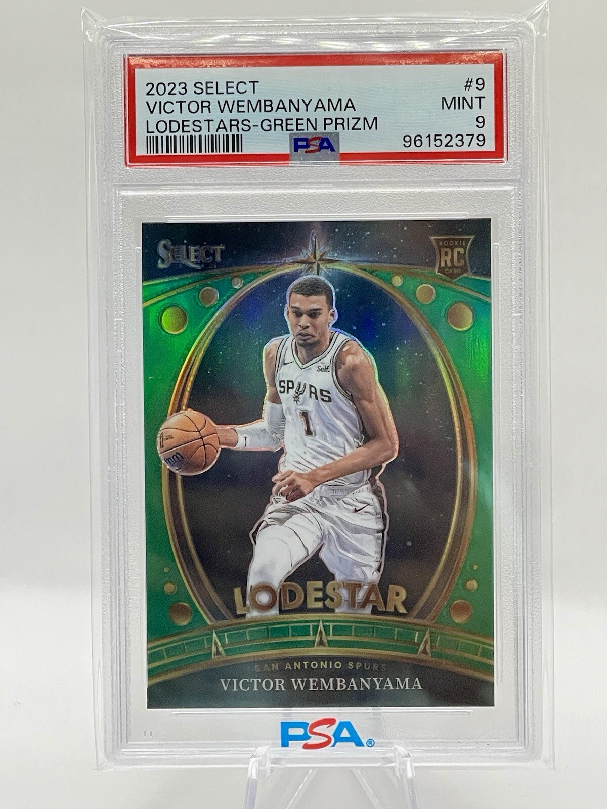 2023-24 Panini Select Victor Wembanyama Lodestar Green Prizm SSP #9 RC PSA 9 👽