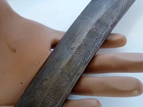 Antique Dutch Colonial Indonesian Tjikeroeh Bone Handle Short Sword Knife Signed - Picture 10 of 10
