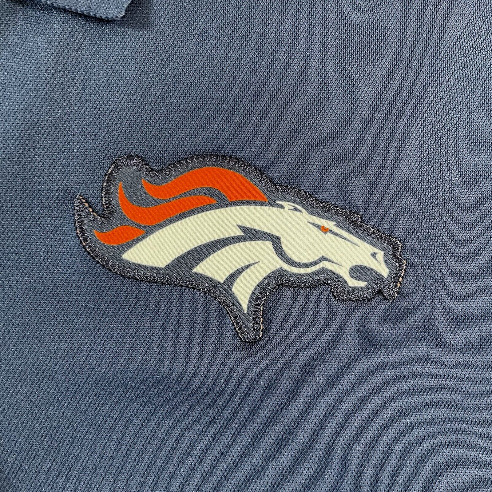 Nike DRI-FIT Broncos Shirt Mens Large Blue Orange Golf Polo Golfer Short Sleeve thumbnail 8