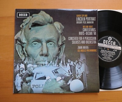 SXL 6388 Copland Lincoln Portrait Gregory Peck Zubin Mehta NEAR MINT Decca 1st