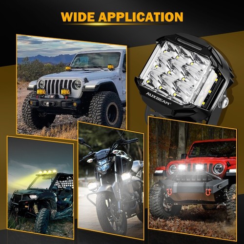 AUXBEAM 5" 168W 16440LM Combo Beam Side Shooter LED Round Pod Lights w Amber DRL - Bild 9 von 12