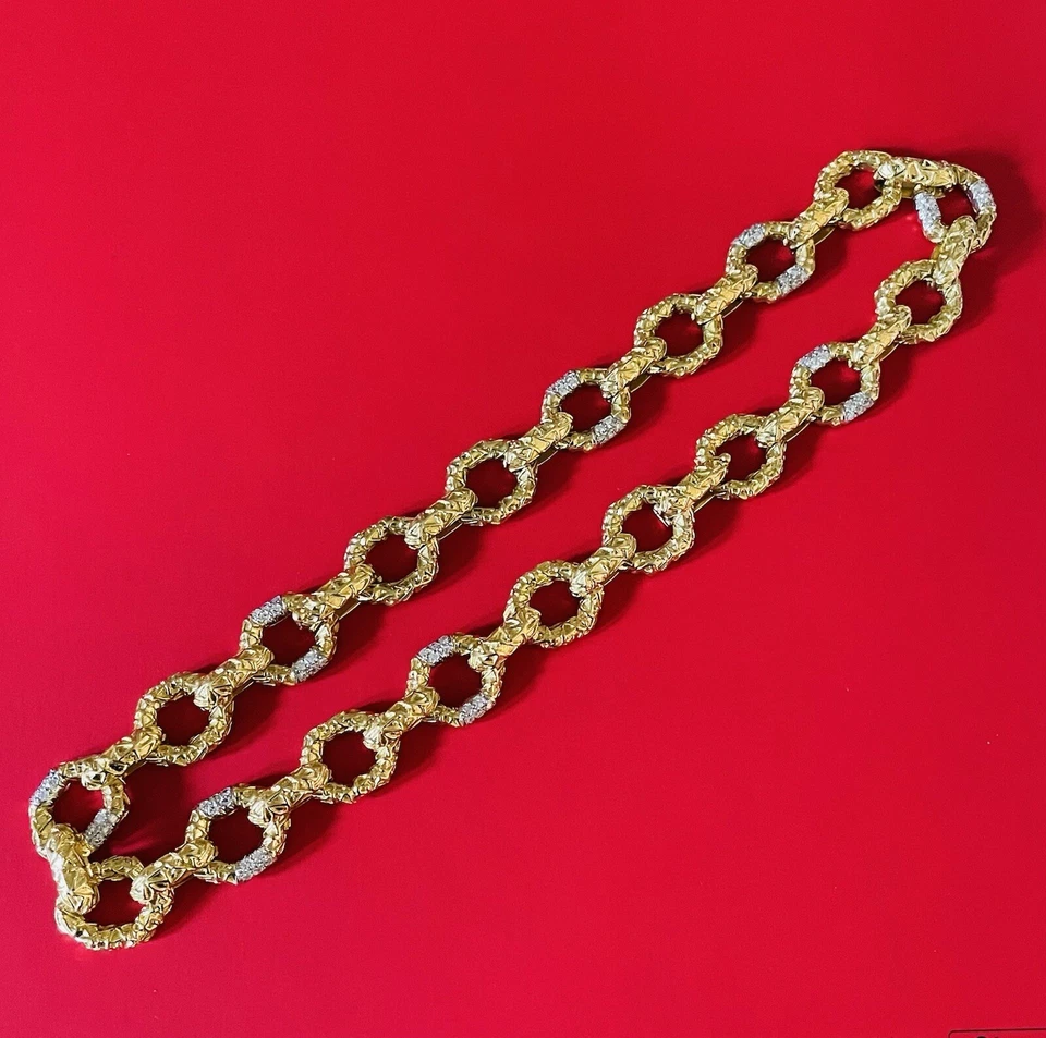 Raro collar/2 pulseras de cadena de oro con textura de diamante de 18 quilates Van Cleef & Arpels Foto 3 de 4