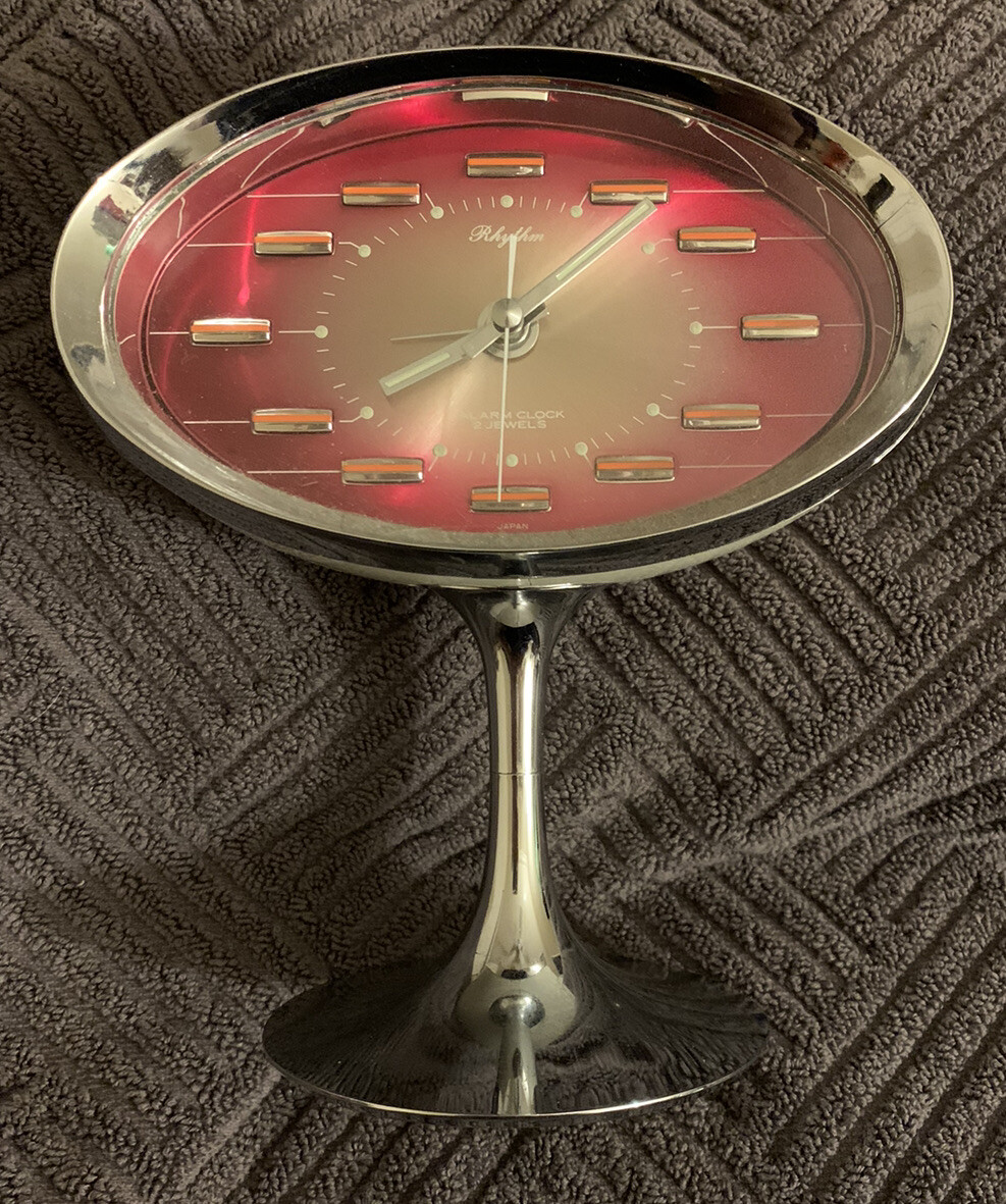 ART CLOCK 1998年製 Vintage Mod RHYTHM 2 Jewel Alarm Clock #51141 Japan MCM