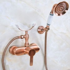 Antique Red Copper Bathroom Faucet Set Bathtub Handheld Shower Tap Kit 2na347
