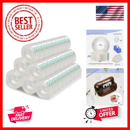 48 Rolls Transparent Tape Refills, Clear Tape Dispenser Refill, Invisible Des...
