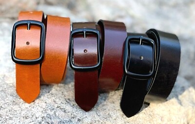 1.5'' Men's Full Grain Leather Belt, Buffalo Leather, Three Colors, Made in USA
