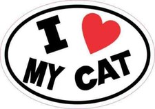 5x3.5 Oval I Love My Cat Sticker Animal Car Truck Bumper Cup Tumbler Stickers