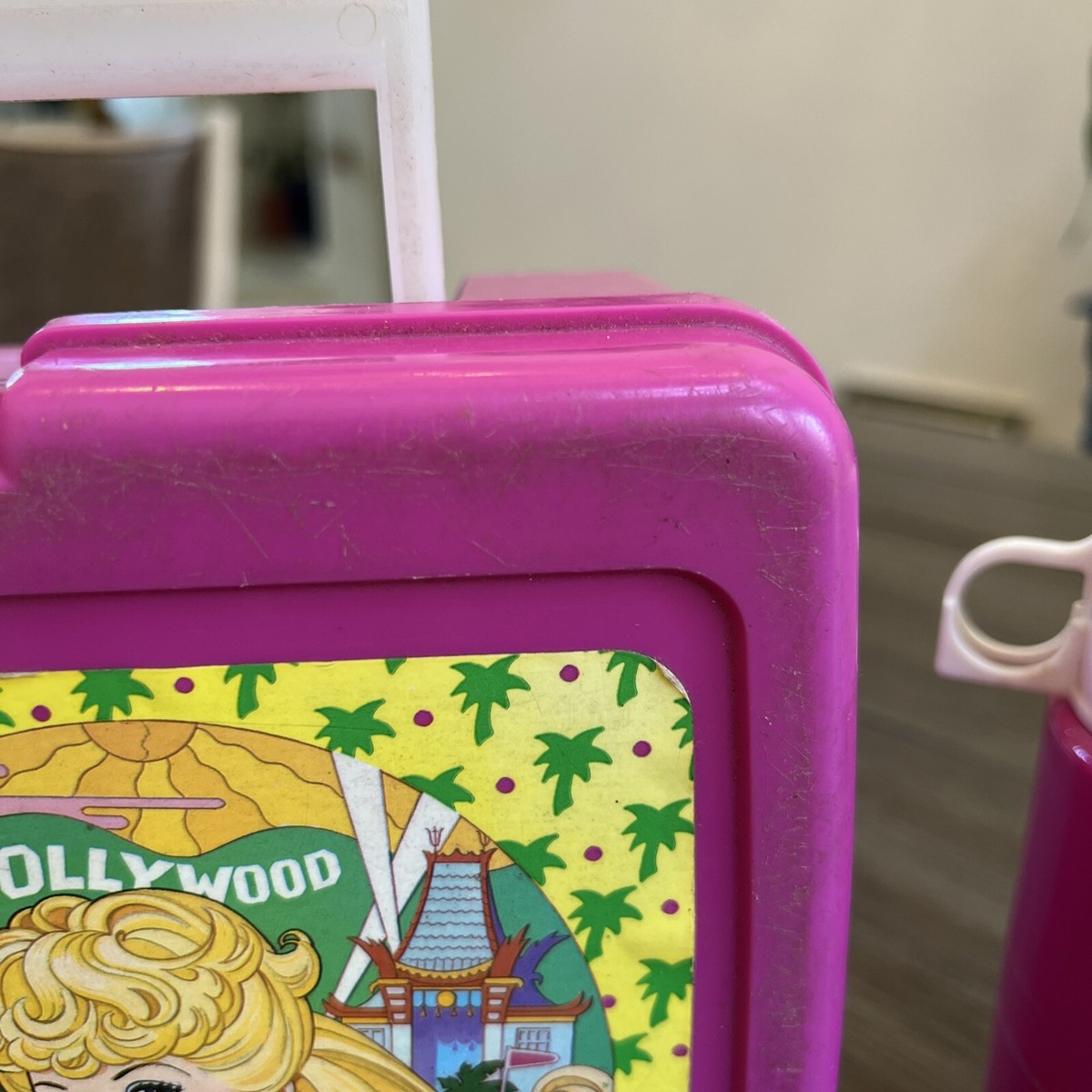 Vintage 80s 1988 Pink Plastic Hollywood Barbie Lunch Box Thermos