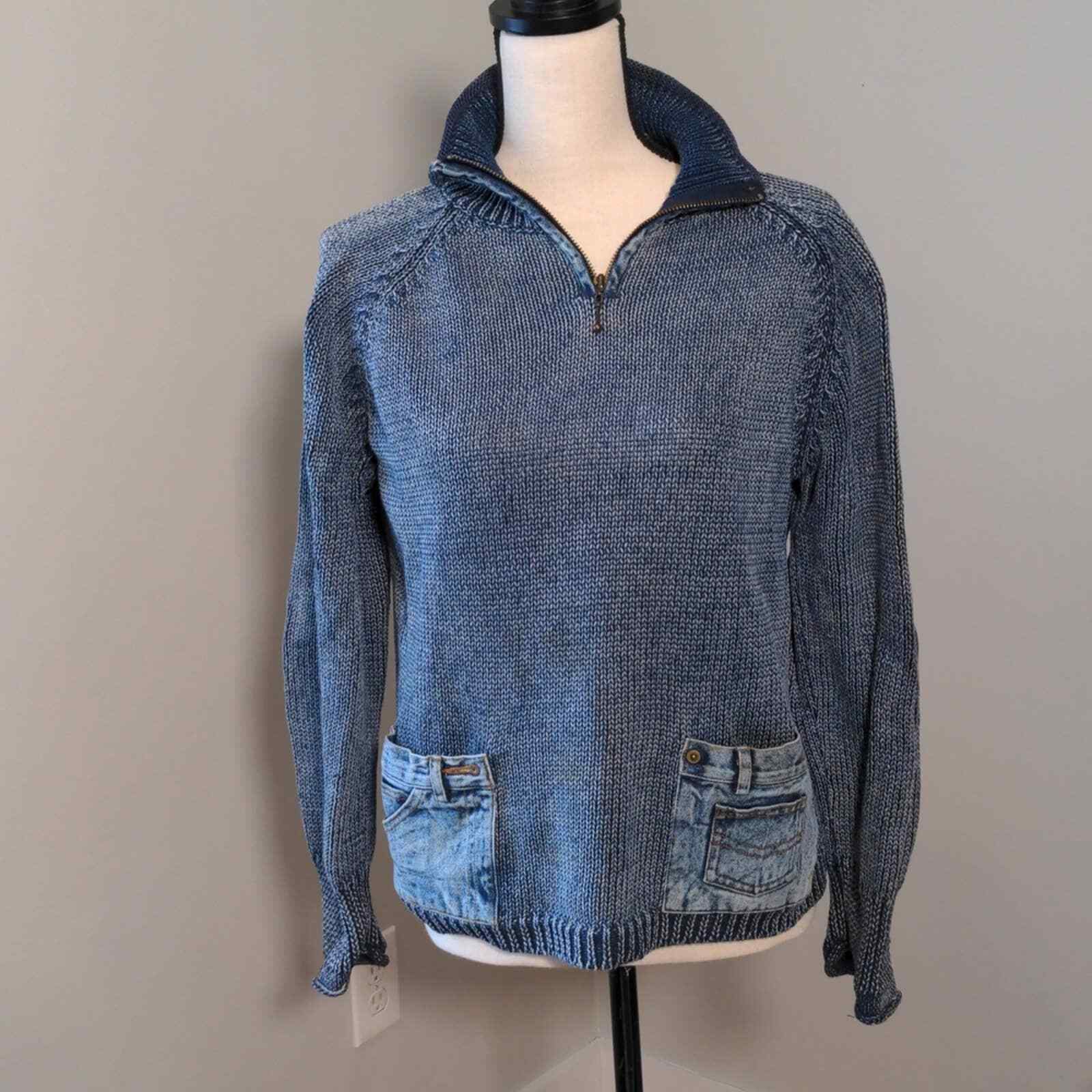 Vintage PBJ Blues Womens Zip Front Knit 