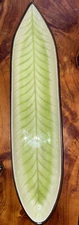 Pier One Stoneware Green Tropical Leaf Appetizer Boat