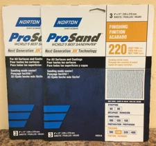 Norton 02616 ProSand 9” X 11” 220 Grit Very Fine Sandpaper 2 Pks of 3