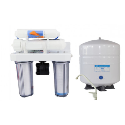 4 Stage Reverse Osmosis Drinking Water Filter System + Permeate Pump 100 GPD