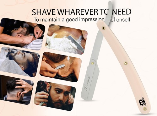 Barber Straight Cut Throat Salon Shaving Razor Home Wet Beard Shave Rasiors Pink - Picture 5 of 6