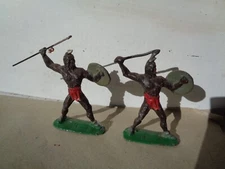 Authenticast Erie HE, African Native warrior with spear, 54MM lead lot of 2, TT