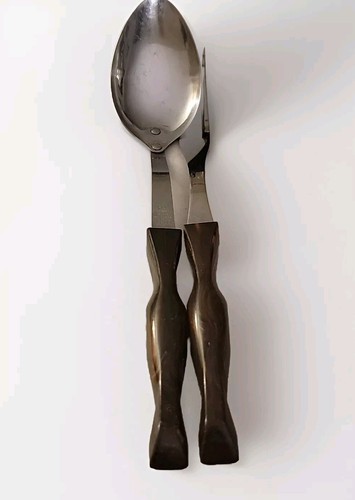Cutco Vintage Carving Fork #1727, Spoon #1712,  Brown/Orange Handle Made in USA - Afbeelding 1 van 6
