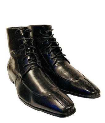 Men s Luciano Natazzi Couture Black Leather Dress Boots  Parma  Italy Open Box