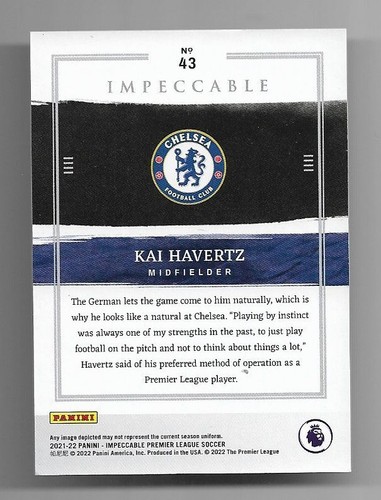 2021-22 Panini Impeccabile Scheda Base Premier League: Kai Havertz #07/55 - Foto 2 di 2